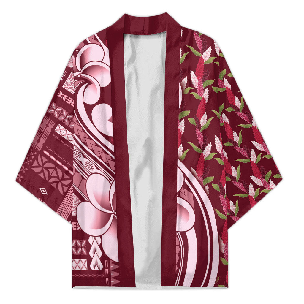 Samoa Teuila Kimono Maroon Samoan Siapo Motifs