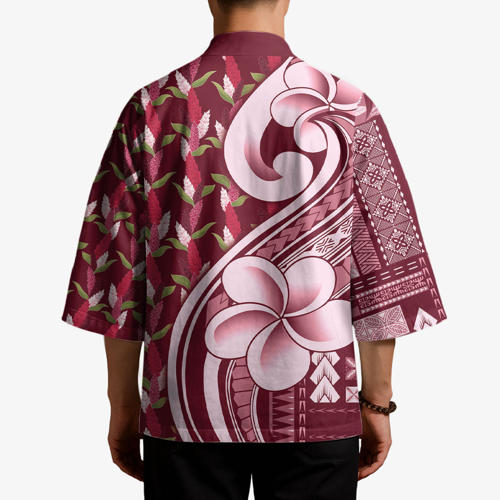 Samoa Teuila Kimono Maroon Samoan Siapo Motifs