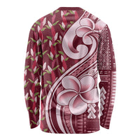 Samoa Teuila Long Sleeve Shirt Maroon Samoan Siapo Motifs