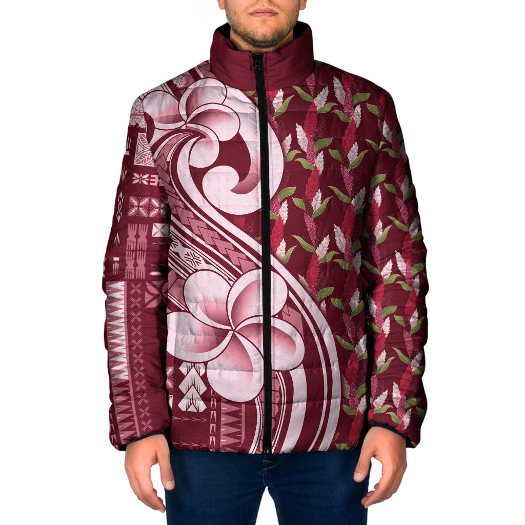 Samoa Teuila Padded Jacket Maroon Samoan Siapo Motifs LT05 Men Maroon - Polynesian Pride