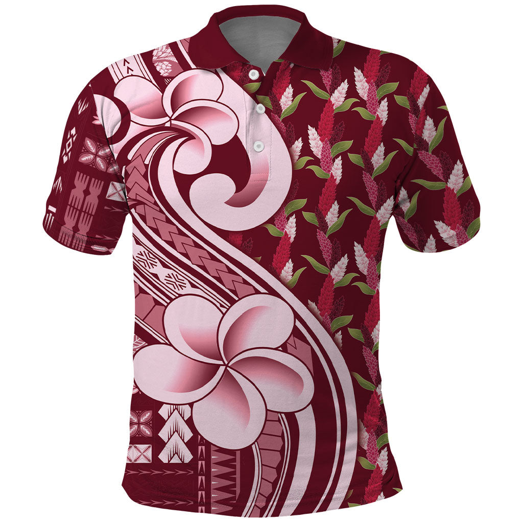 Samoa Teuila Polo Shirt Maroon Samoan Siapo Motifs