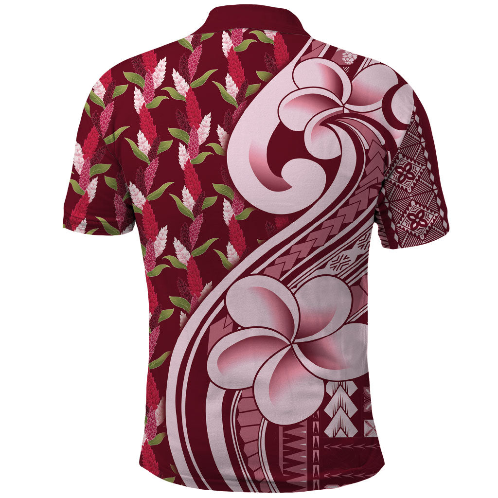 Samoa Teuila Polo Shirt Maroon Samoan Siapo Motifs