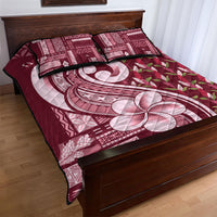 Samoa Teuila Quilt Bed Set Maroon Samoan Siapo Motifs