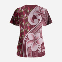 Samoa Teuila Scrub Top Maroon Samoan Siapo Motifs