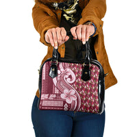 Samoa Teuila Shoulder Handbag Maroon Samoan Siapo Motifs