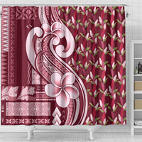 Samoa Teuila Shower Curtain Maroon Samoan Siapo Motifs