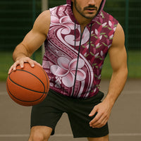 Samoa Teuila Sleeveless Zip Hoodie Maroon Samoan Siapo Motifs