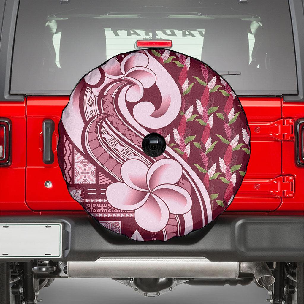 Samoa Teuila Spare Tire Cover Maroon Samoan Siapo Motifs