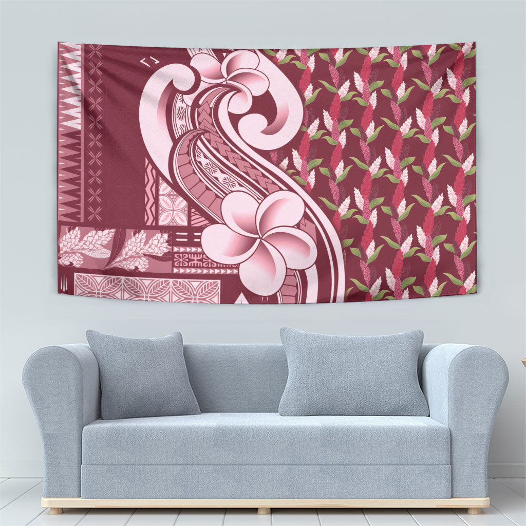Samoa Teuila Tapestry Maroon Samoan Siapo Motifs