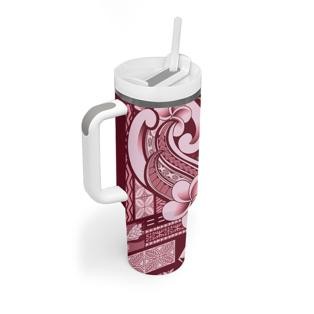 Samoa Teuila Tumbler With Handle Maroon Samoan Siapo Motifs