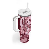 Samoa Teuila Tumbler With Handle Maroon Samoan Siapo Motifs