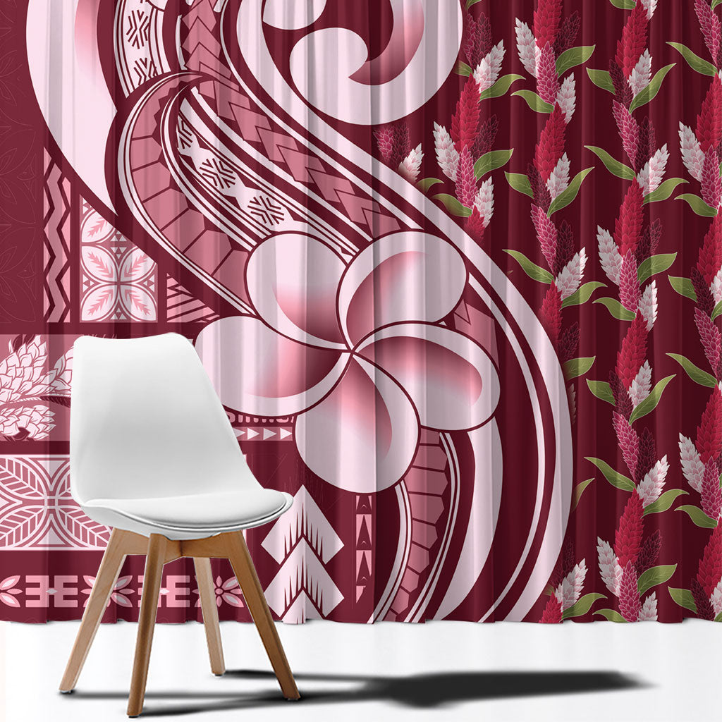 Samoa Teuila Window Curtain Maroon Samoan Siapo Motifs