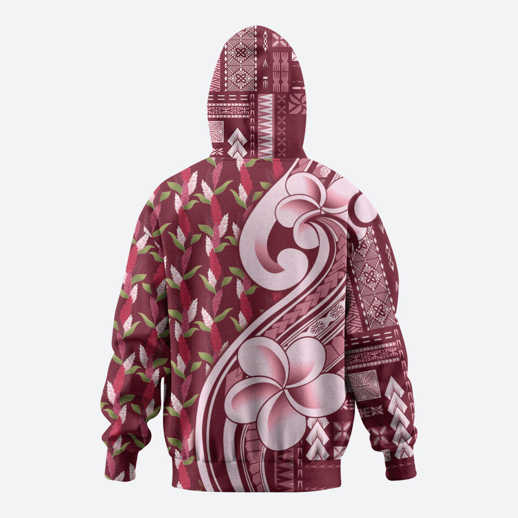 Samoa Teuila Zip Hoodie Maroon Samoan Siapo Motifs