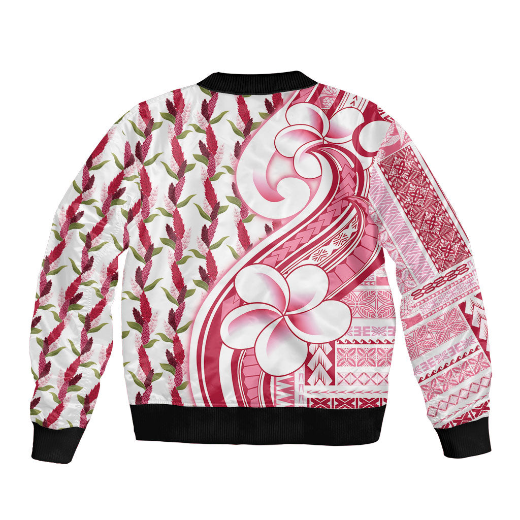 Samoa Teuila Bomber Jacket White Samoan Siapo Motifs