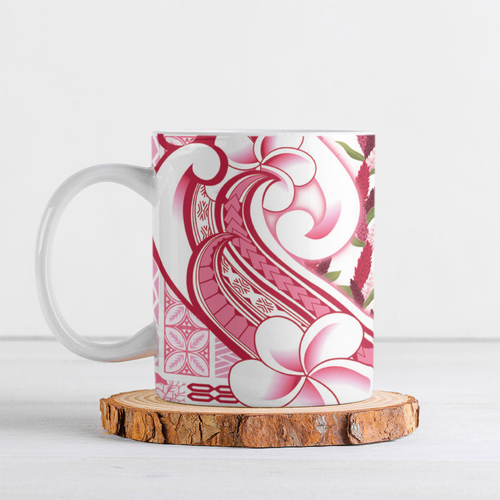 Samoa Teuila Ceramic Mug White Samoan Siapo Motifs