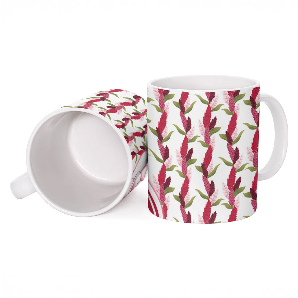 Samoa Teuila Ceramic Mug White Samoan Siapo Motifs
