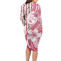 Samoa Teuila Family Matching Long Sleeve Bodycon Dress and Hawaiian Shirt White Samoan Siapo Motifs