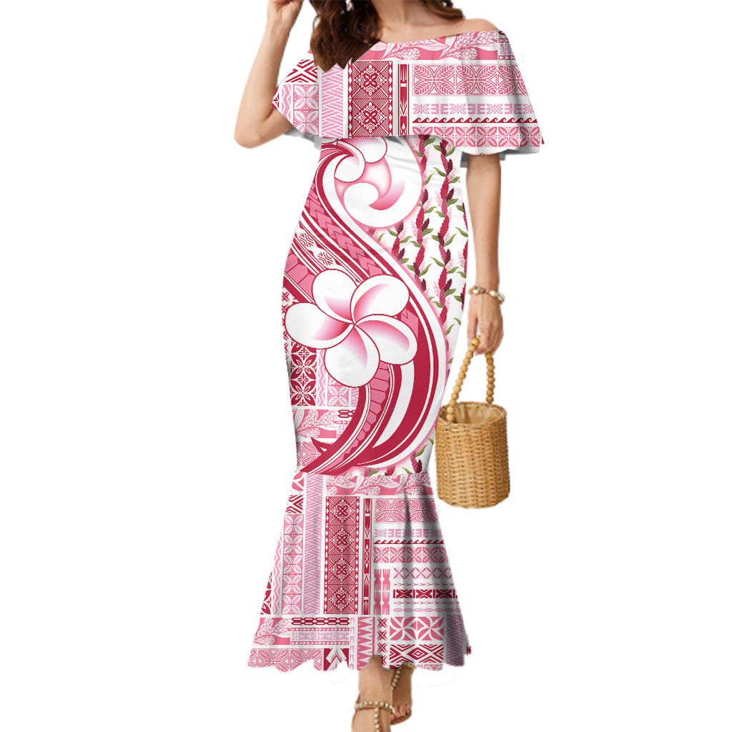 Samoa Teuila Family Matching Mermaid Dress and Hawaiian Shirt White Samoan Siapo Motifs