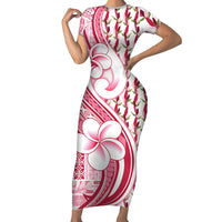 Samoa Teuila Family Matching Short Sleeve Bodycon Dress and Hawaiian Shirt White Samoan Siapo Motifs
