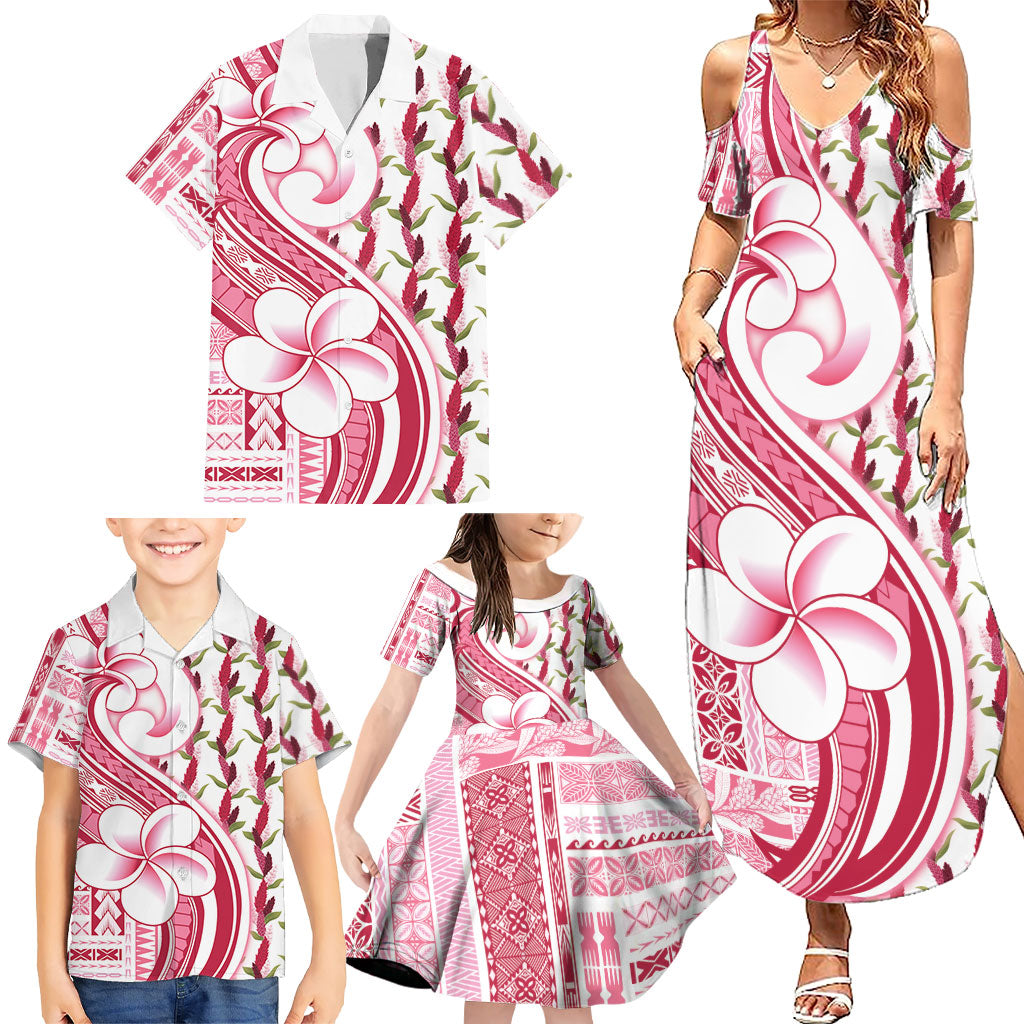 Samoa Teuila Family Matching Summer Maxi Dress and Hawaiian Shirt White Samoan Siapo Motifs