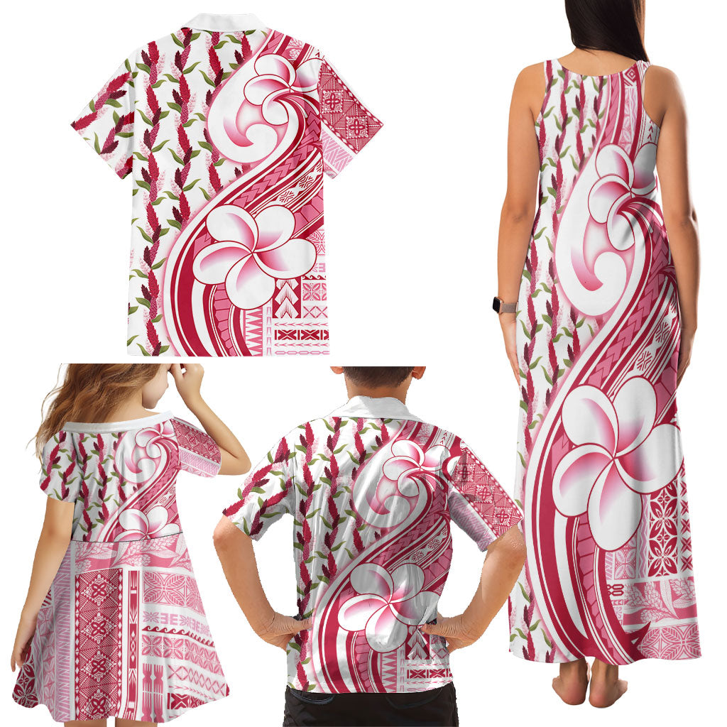 Samoa Teuila Family Matching Tank Maxi Dress and Hawaiian Shirt White Samoan Siapo Motifs