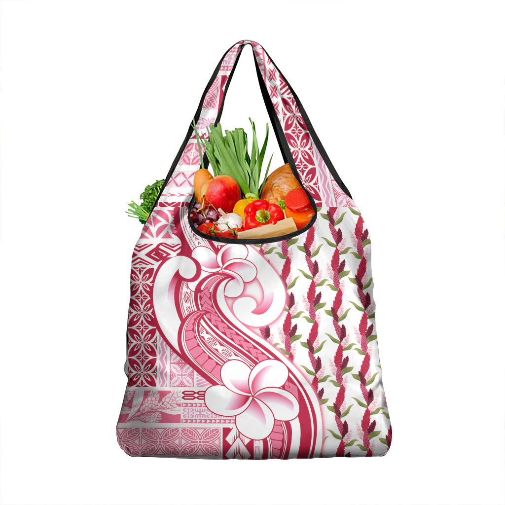 Samoa Teuila Grocery Bag White Samoan Siapo Motifs