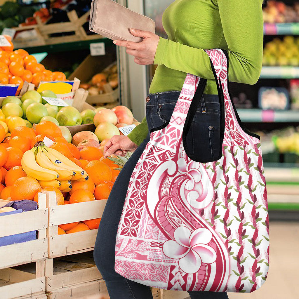 Samoa Teuila Grocery Bag White Samoan Siapo Motifs
