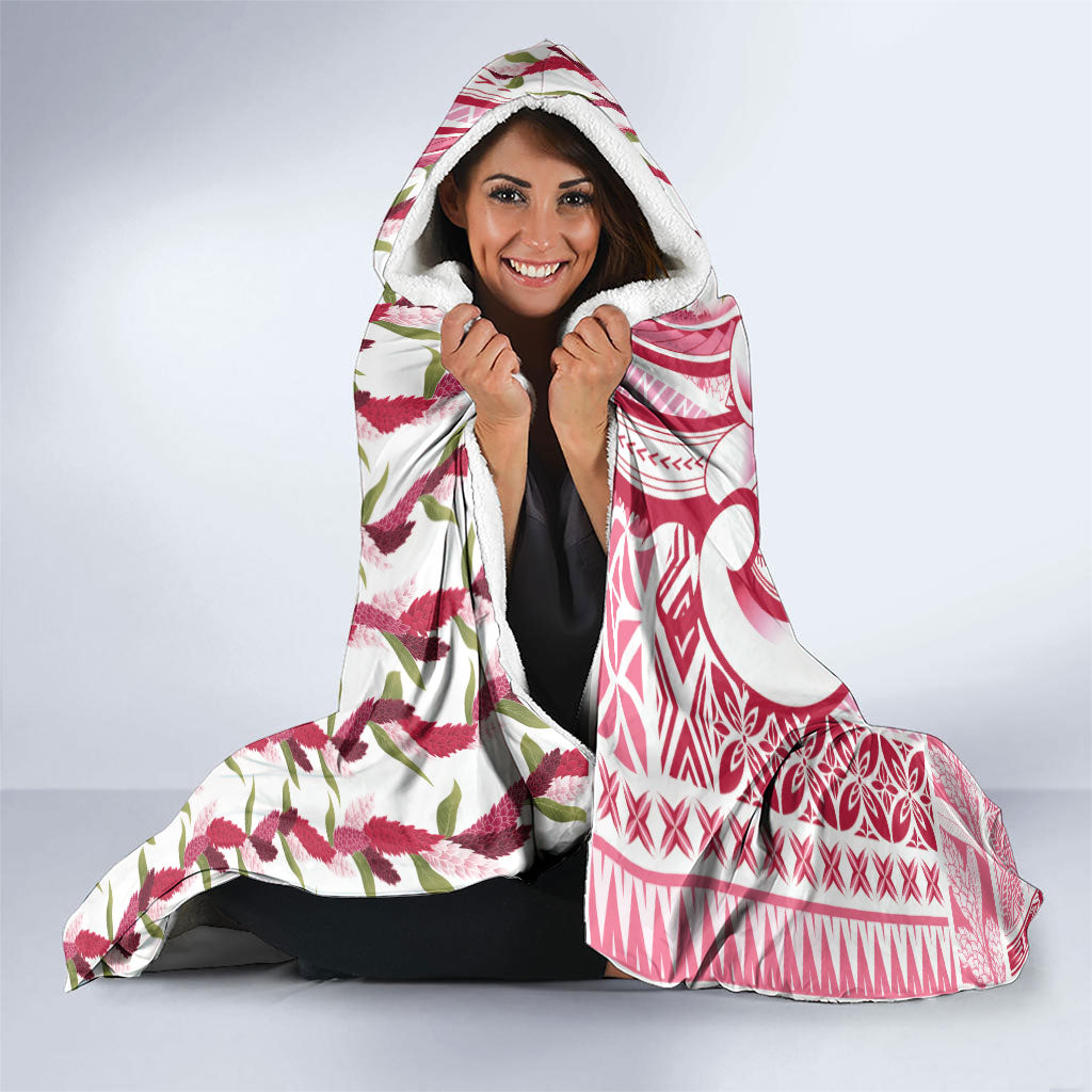 Samoa Teuila Hooded Blanket White Samoan Siapo Motifs