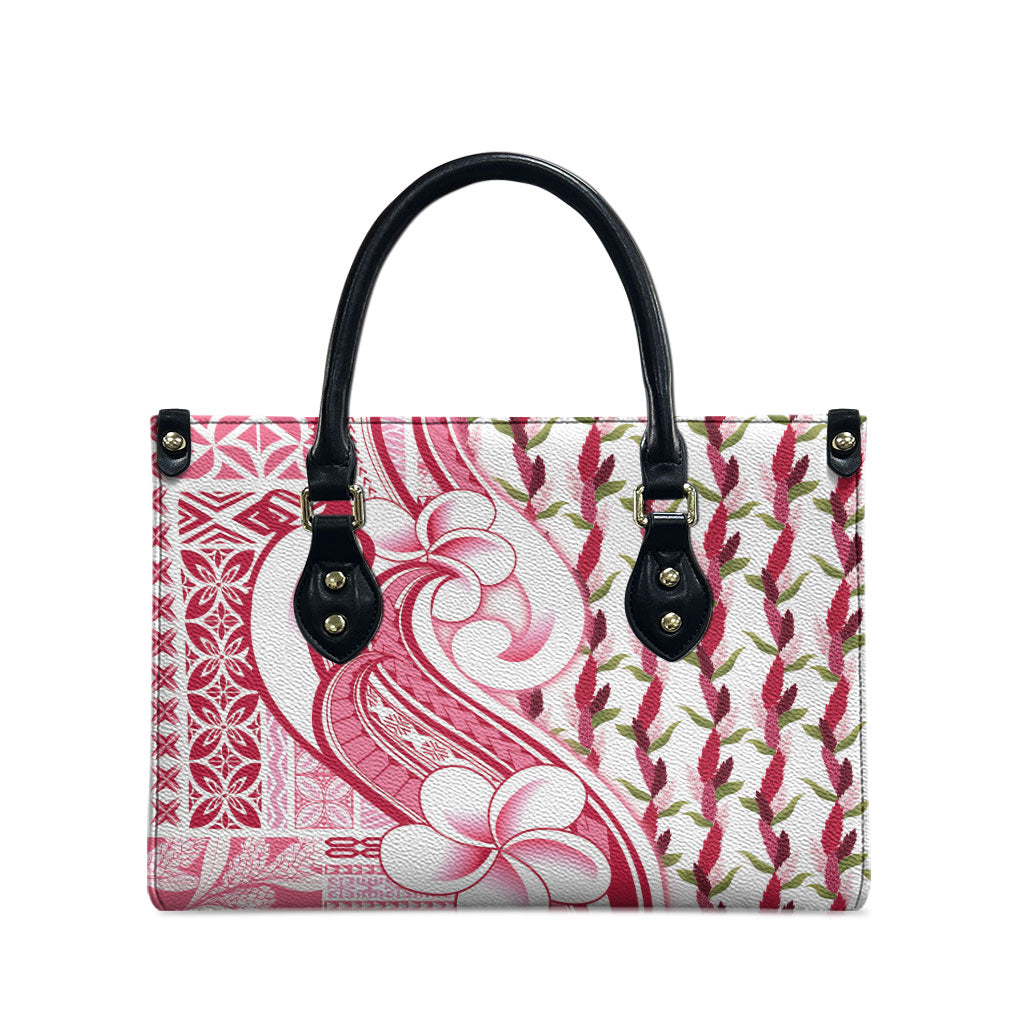 Samoa Teuila Leather Bag White Samoan Siapo Motifs