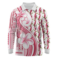 Samoa Teuila Long Sleeve Polo Shirt White Samoan Siapo Motifs