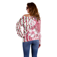 Samoa Teuila Off Shoulder Sweater White Samoan Siapo Motifs