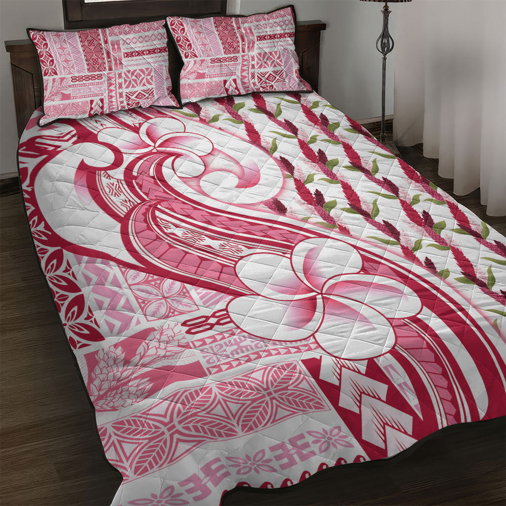 Samoa Teuila Quilt Bed Set White Samoan Siapo Motifs