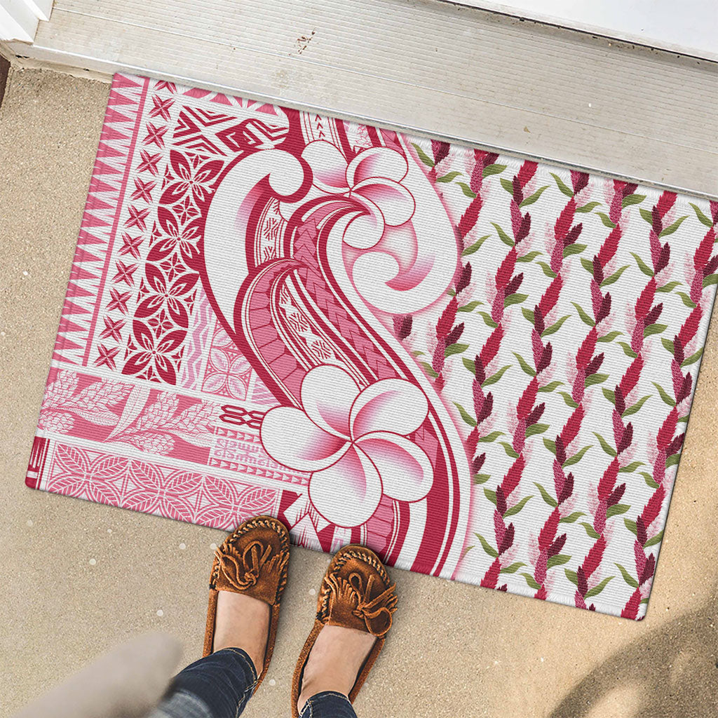 Samoa Teuila Rubber Doormat White Samoan Siapo Motifs