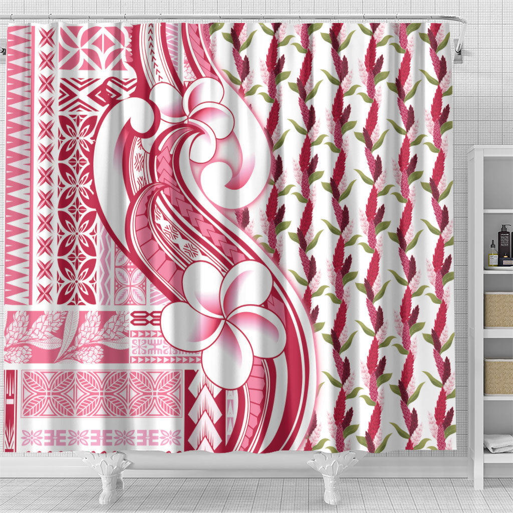 Samoa Teuila Shower Curtain White Samoan Siapo Motifs