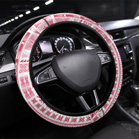 Samoa Teuila Steering Wheel Cover White Samoan Siapo Motifs