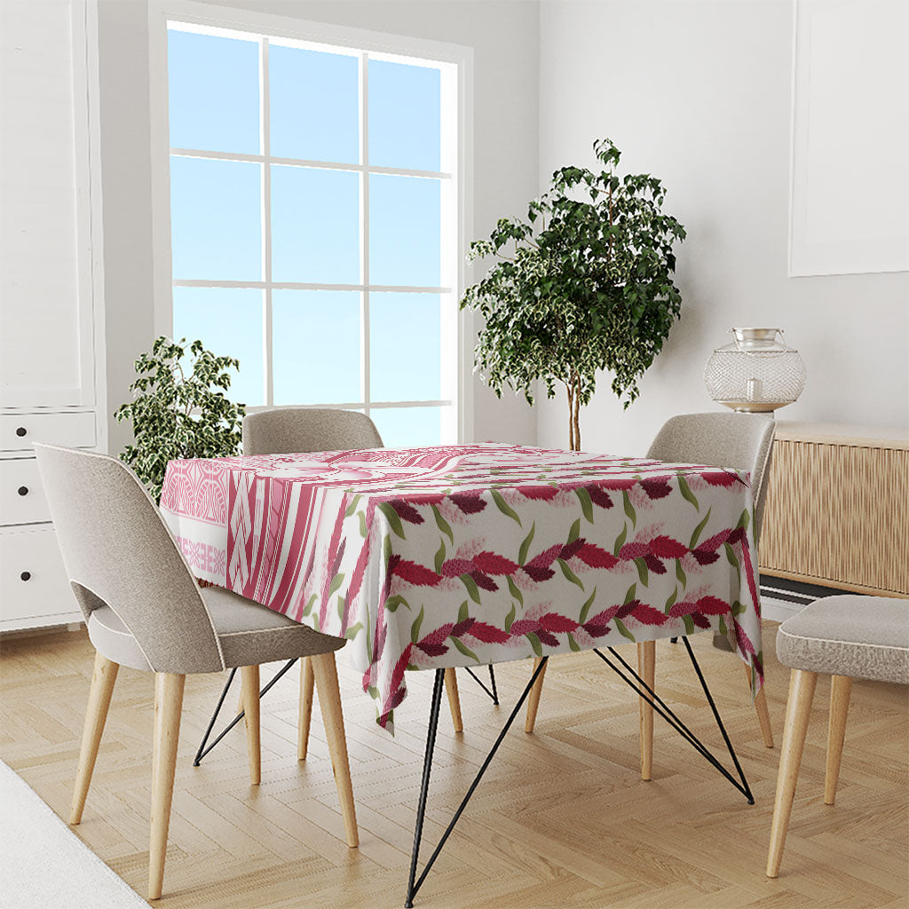 Samoa Teuila Tablecloth White Samoan Siapo Motifs