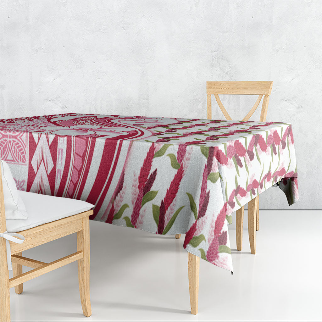 Samoa Teuila Tablecloth White Samoan Siapo Motifs