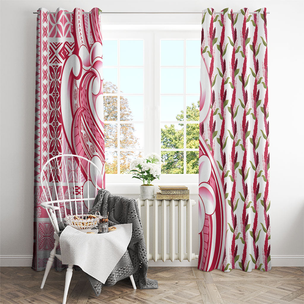 Samoa Teuila Window Curtain White Samoan Siapo Motifs