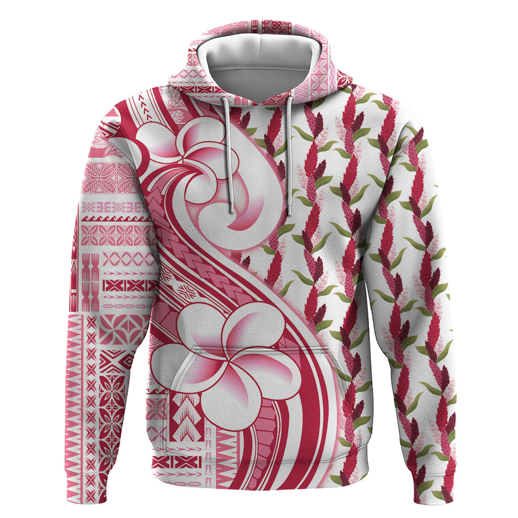 Samoa Teuila Zip Hoodie White Samoan Siapo Motifs