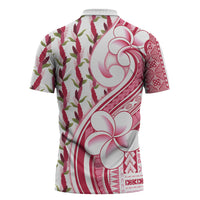 Samoa Teuila Zipper Polo Shirt White Samoan Siapo Motifs