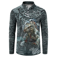 Hawaii Mo'o Lizard God Button Sweatshirt Polynesian Style LT05 Green - Polynesian Pride