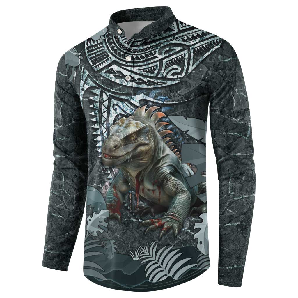 Hawaii Mo'o Lizard God Button Sweatshirt Polynesian Style LT05 - Polynesian Pride
