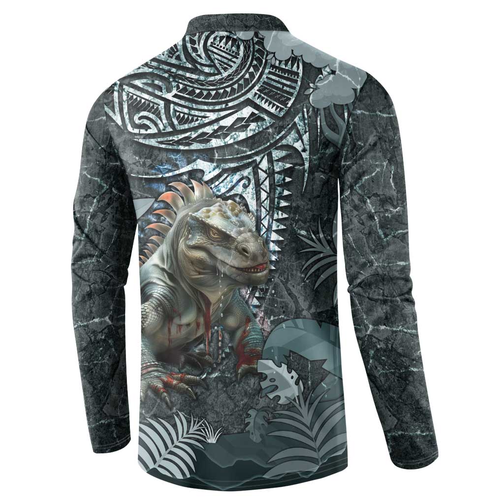 Hawaii Mo'o Lizard God Button Sweatshirt Polynesian Style LT05 - Polynesian Pride