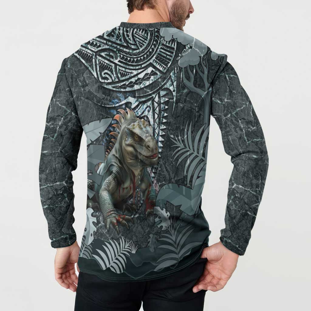 Hawaii Mo'o Lizard God Button Sweatshirt Polynesian Style LT05 - Polynesian Pride