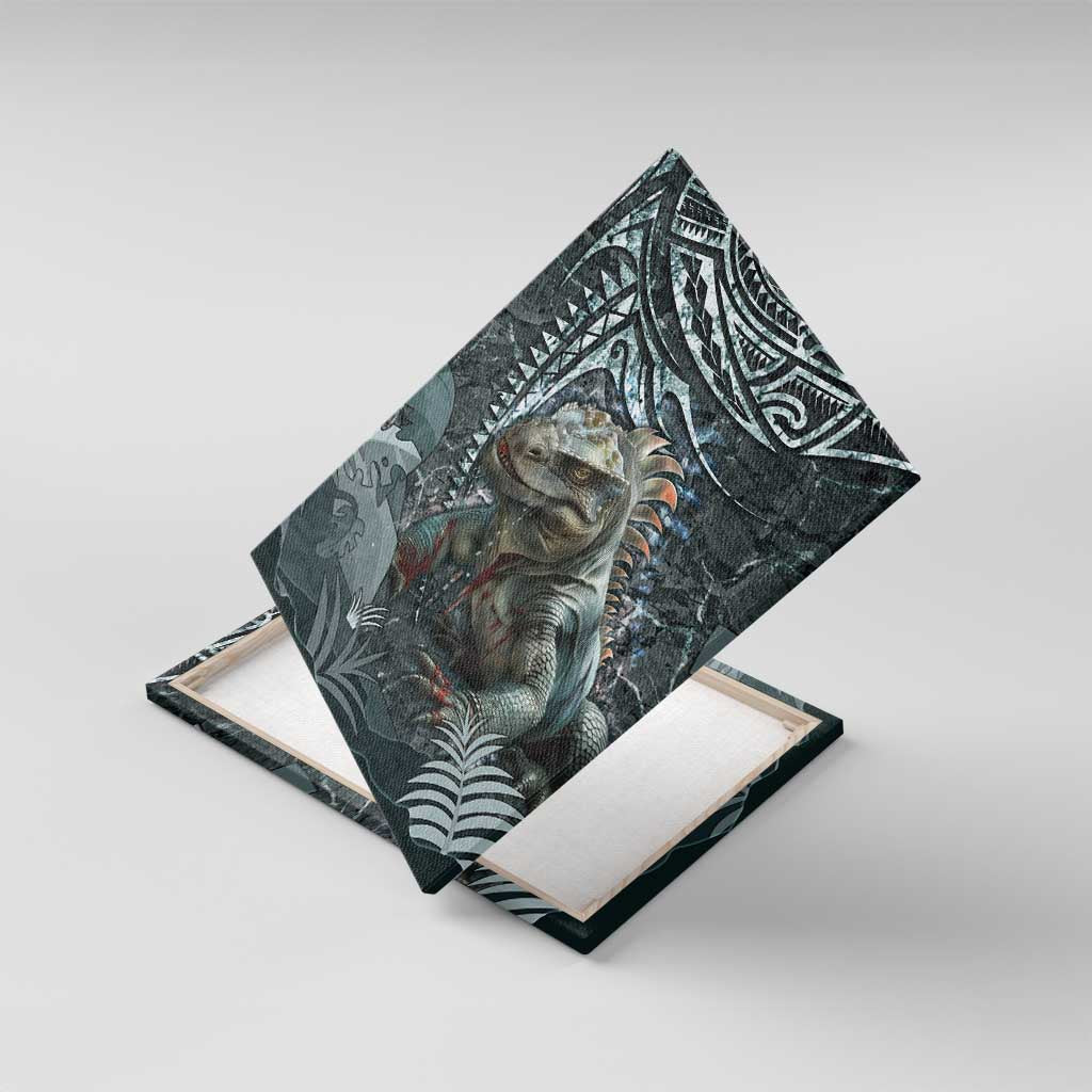 Hawaii Mo'o Lizard God Canvas Wall Art Polynesian Style LT05 With Frame Green - Polynesian Pride