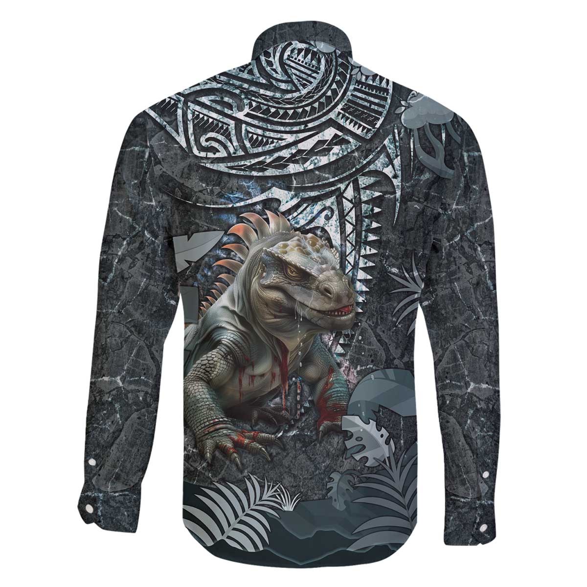 Hawaii Mo'o Lizard God Family Matching Off Shoulder Short Dress and Hawaiian Shirt Polynesian Style