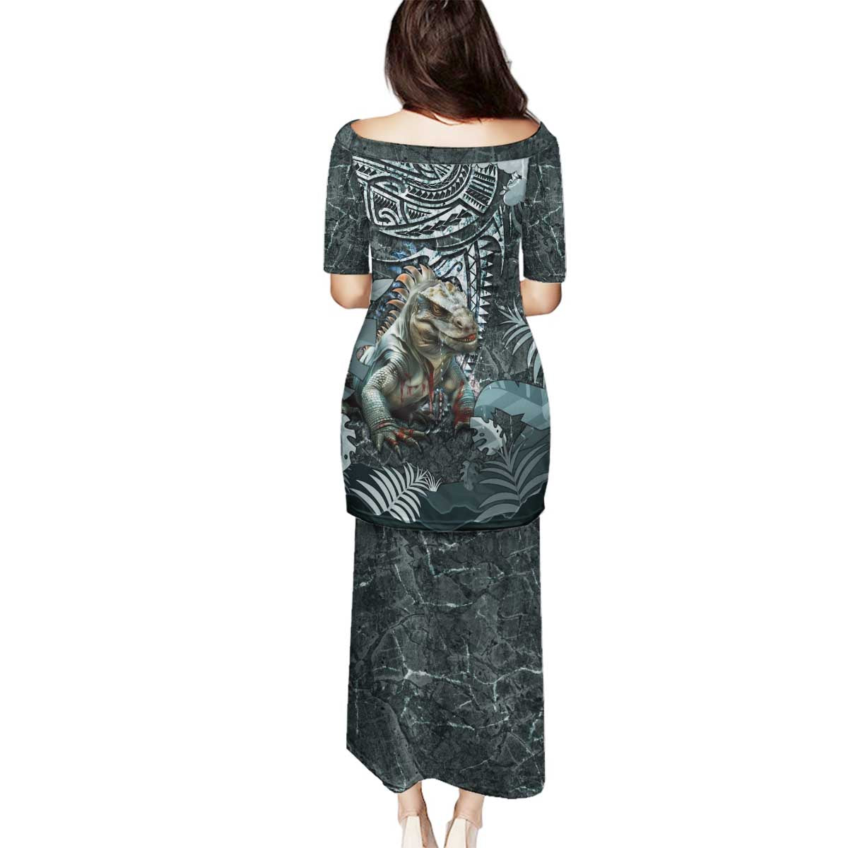 Hawaii Mo'o Lizard God Family Matching Puletasi and Hawaiian Shirt Polynesian Style LT05 - Polynesian Pride