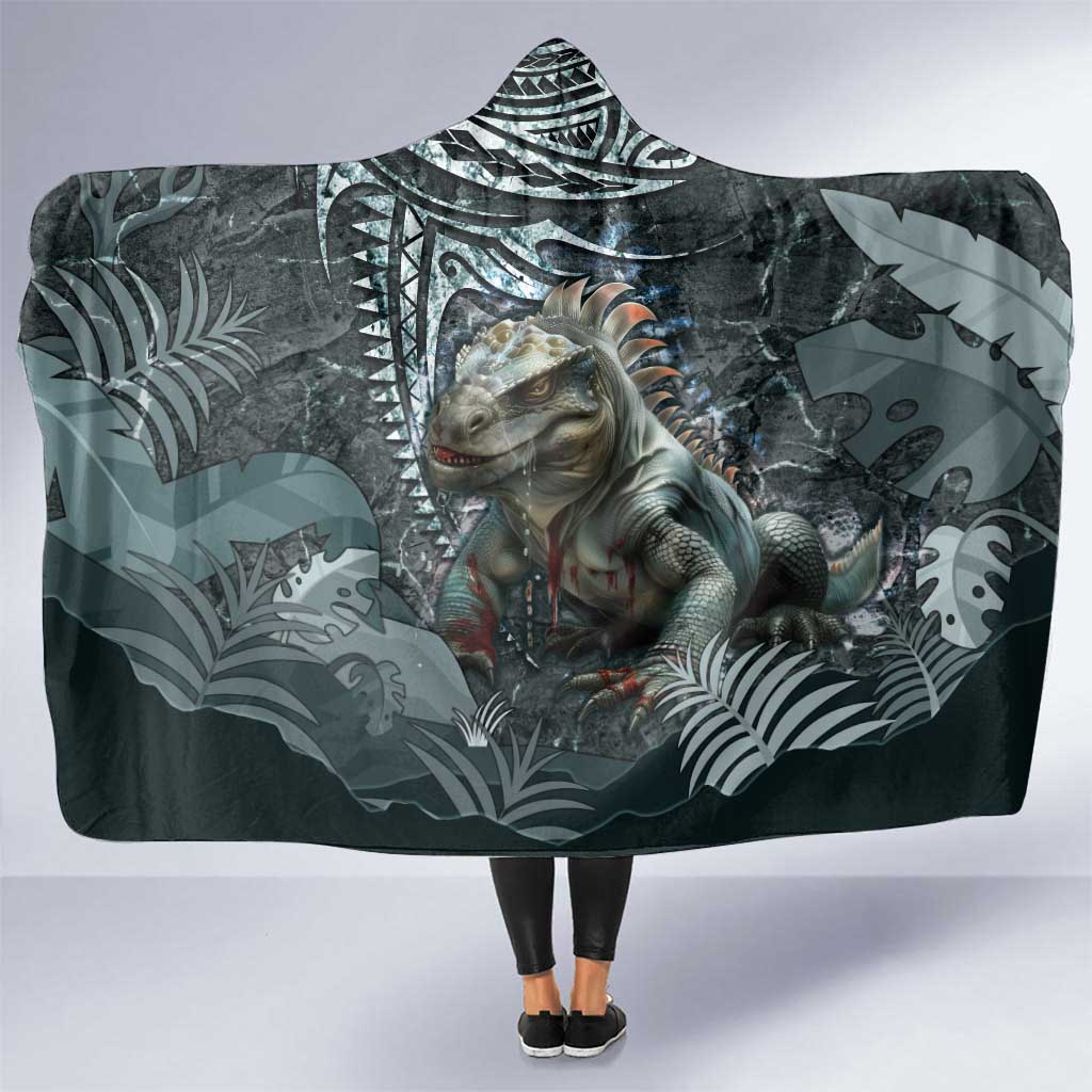Hawaii Mo'o Lizard God Hooded Blanket Polynesian Style LT05 One Size Green - Polynesian Pride