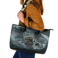 Hawaii Mo'o Lizard God Leather Tote Bag Polynesian Style LT05 Green - Polynesian Pride