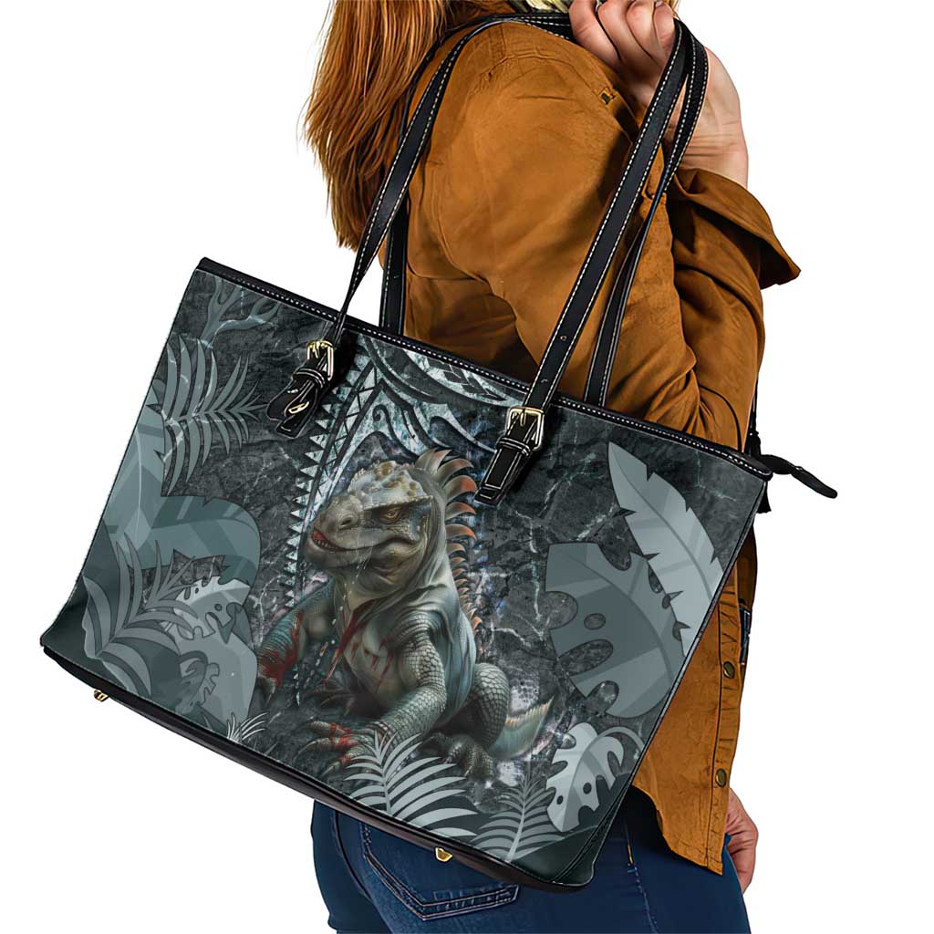 Hawaii Mo'o Lizard God Leather Tote Bag Polynesian Style LT05 - Polynesian Pride